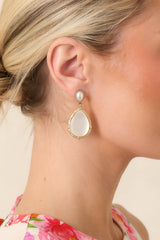 Purely Polished Gold & Pearlescent Drop Earrings