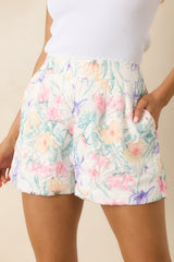 In a Painted Garden Multi Floral Openwork Lace Detail Shorts