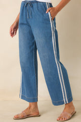 Z Supply The Sidelines Medium Wash Cotton Denim Track Pants