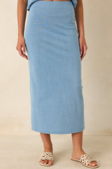 Z Supply Gail Washed Indigo Cotton Jersey Denim Midi Skirt
