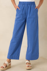 FRNCH Annunziata Electric Blue Cotton Stripe Pants