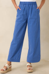 FRNCH Annunziata Electric Blue Cotton Stripe Pants