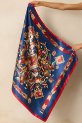 The Bright Side Navy Multi Print Satin Scarf