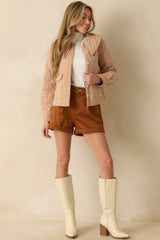 That's What I Said Caramel Brown Faux Suede Cuffed Shorts