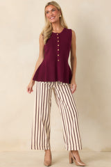 Everything in Place Wine Red Knit Peplum Top