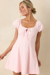 Love Is In the Air Peony Pink Cotton Peasant Mini Dress