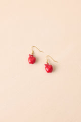 The Perfect Lesson Red Apple Charm Drop Earrings
