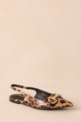 As It Stands Leopard Print Patent Pointed Toe Slingback Flats