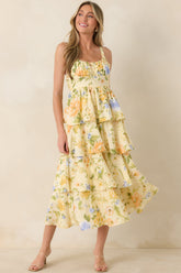 Could Stay Here Forever Butter Yellow Multi Floral Maxi Dress