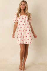 Garden Keepsake Ivory Floral Cotton Mini Dress