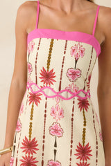 Palms & Prosecco Pink Floral Cotton Linen Maxi Dress
