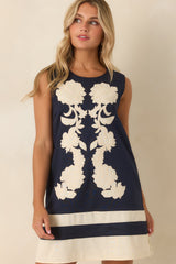 Flourish & Bloom Navy Floral Embroidered Mini Dress
