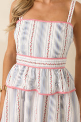Homegrown Happiness Ivory Floral Stripe Cotton Maxi Dress