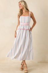 Homegrown Happiness Ivory Floral Stripe Cotton Maxi Dress