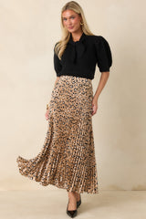 Call of the Wild Leopard Satin Pleated Maxi Skirt