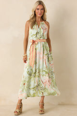 Cabana Morning Seafoam Green Palm Print Maxi Dress
