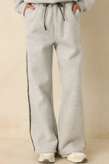 Cozy Club Heather Grey Plaid Stripe Sweatpants