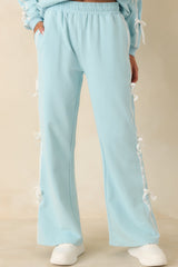 Fit To Be Tied Aqua Blue Tie Detail Wide Leg Sweatpants