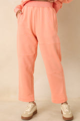 Hot Take Coral Orange Block-Stitched Relaxed Fit Sweatpants