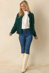 A Look That Lasts Forest Green Cable Knit Button Up Cardigan
