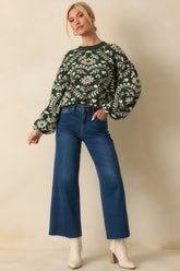 Wrapped in Joy Forest Green Knit Heart Pattern Sweater