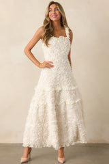 Something Good Ivory Floral Applique Maxi Dress