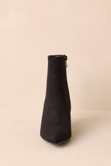 From Here On Black Faux Suede Block Heel Ankle Boots