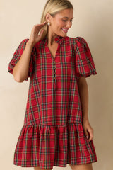 Wrapped in Cheer Red Plaid Mini Dress