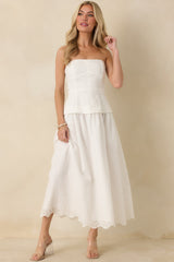 Pure Intentions White Cotton Eyelet Sleeveless Midi Dress