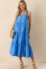 MINKPINK Blue Cotton Emily Strappy Midi Dress