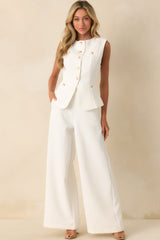 Flip The Script White Wide Leg High Waisted Pants