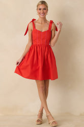 Love Without Limits Red Bow Strap Mini Dress