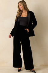 Done Deal Black Velvet Contrast Collar Blazer