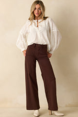 Meant For More Brown Straight Leg High Waisted Jeans