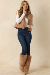 Thread & Supply Stormi Camel Brown Cable Knit Puffer Vest
