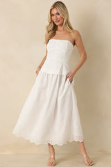 Pure Intentions White Cotton Eyelet Sleeveless Midi Dress