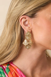 Had The Best Night Gold Textured Chandelier Drop Earrings