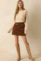 Time Will Tell Cinnamon Brown Cotton Corduroy Mini Skirt