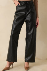 In The Mix Black Faux Leather Wide Leg Pants