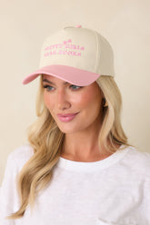 Pretty Girls Read Books Ivory & Pink Contrast Cotton Baseball Cap