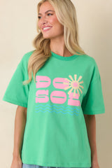 MINKPINK Do Sol Green Cotton Printed Tee