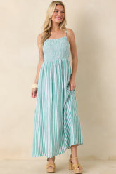 Z Supply La Palma Green Bayside Stripe Linen Maxi Dress