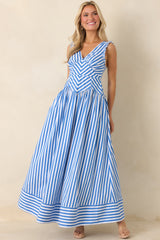 It's a Good Thing Blue Stripe Cotton Blend Sleeveless Maxi Dress