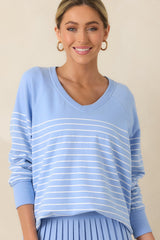 Z Supply Barcelona Blue Weekender Stripe V-Neck