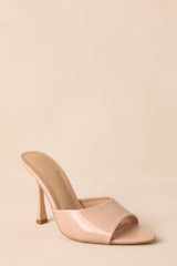 Every Step Counts Beige Faux Leather High Heel Sandals