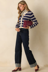 Let's Go Shopping Navy Stripe Button Front Cardigan