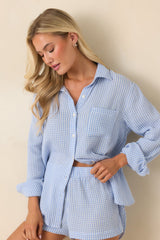 Z Supply Ice Blue Cotton Classic Gingham Top