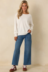 Easy As Ever White Knit Scoop Neck Sweater