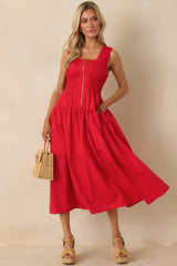 Better Late Than Never Red Sleeveless Midi Dress