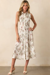 A Little Grace Goes A Long Way Ivory Multi Floral Print Midi Dress